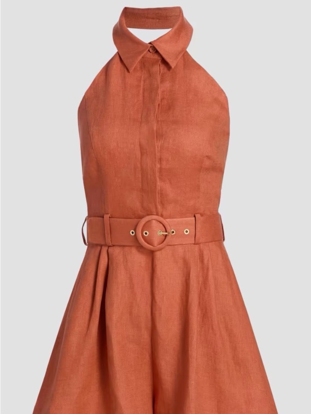Commense One-Shoulder Belted Romper in Tangerine
